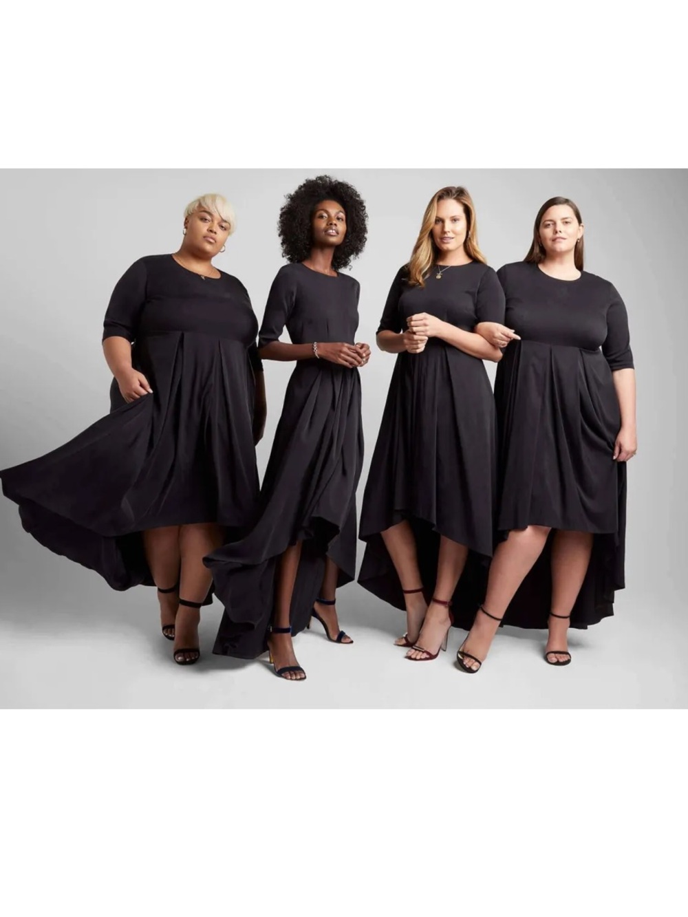 GUC Goop x Universal Standard Collab Brushed-Back Hi-Low Dress Black US M(18/20)